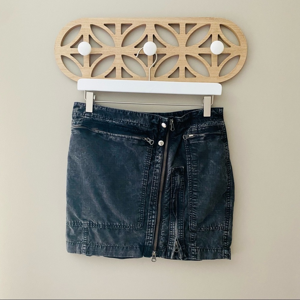 Free People Zippered Mini Skirt Black Sz 4